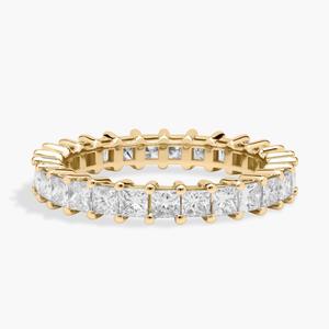 Кольцо Eternity с выращенным в лаборатории бриллиантом огранки «Принцесса» из желтого золота 14 карат (2 карата Tw. - FG / VS2-SI1) Blue Nile