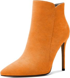 Женские ботильоны Soireelady на шпильке, с закрытым носком, высокие каблуки, ботильоны с молнией, элегантные ботинки на каблуке для осени и зимы, Suede Orange