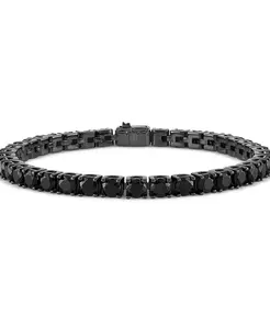 Мужской браслет Icon Black Spinel (1/10 ct. t.w.) в стиле теннис из стерлингового серебра Bulova