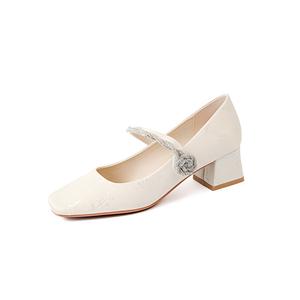 Туфли Мэри Джейн на массивном каблуке 4,5 см, женские TATAYA, Ecru