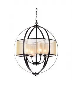 Подвесной светильник Bastien 71 см, 4 лампы, для использования в помещении, с комплектом освещения Home Accessories, коричневый