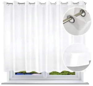 Белая вуалевая штора с декоративной отделкой - элегантная готовая штора на люверсах, фильтрующая свет и простая в уходе. NOW-ART