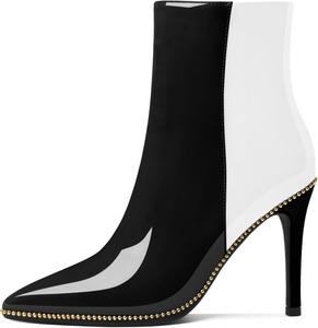 Женские ботильоны Eldof с бисером, закрытым заостренным носком, на высоком каблуке-стилетто, с боковой молнией, каблук 3,5 дюйма, Black White