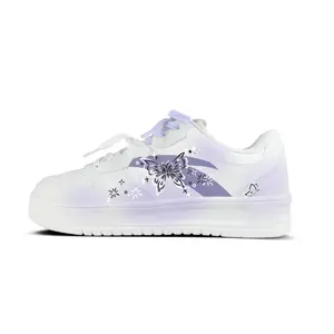 ANTA Relaxed Shimmering Purple Butterfly Slip Resistant Skateboard Shoes Unisex