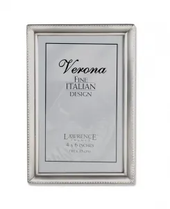 Антикварная оловянная фоторамка с бисерным узором по краю — 4" x 6" Lawrence Frames, silver