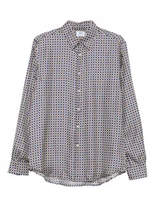 Шелковая рубашка с геометричным принтом ASPESI, синий