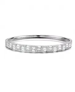 Двухрядный браслет из стерлингового серебра с родиевым покрытием, украшенный прозрачными круглыми и зелеными кубическими цирконами Genevive, clear