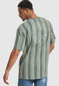 Футболка с принтом MALL SIGNATURE STRIPED Karl Kani, пыльно-зеленый с белым