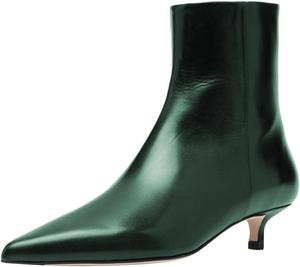 Женские ботильоны FOWT с заостренным носком, молния сбоку, низкий каблук «киска», короткие ботинки, удобные для ежедневной зимней и осенней носки, туфли под платье, размеры US 4-16, Dark Green