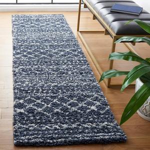 Ковер-ковер-дорожка SAFAVIEH, 69 x 183 см, Arizona Shag Collection, Slate Blue & Ivory, марокканский дизайн, без линьки, идеально для помещений с высокой проходимостью в гостиной, спальне (ASG741L-26)