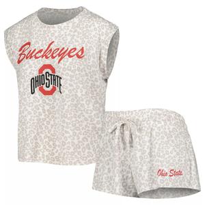 Женский комплект для сна с футболкой и шортами Concepts Sport кремового цвета Ohio State Buckeyes Montana