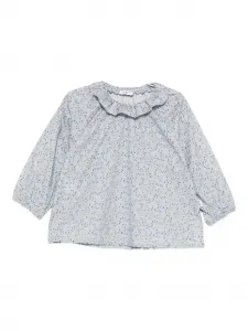 Блузка с воланами и цветочным принтом Il Gufo, синий