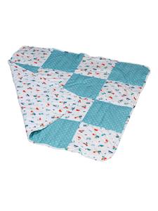 Детское одеяло из органического лоскутного шитья синего цвета (Д) 100 x (Ш) 100 см SlumberOrganix