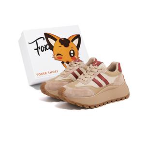 FOXER Женские повседневные туфли с низким верхом, увеличивающие рост, устойчивые к истиранию и скольжению, цвета хаки/красный