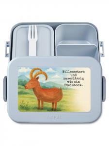 Mr. & Mrs. Panda Дизайн бенто-бокса в пастельно-голубом цвете с изображением знака зодиака Козерог и надписью