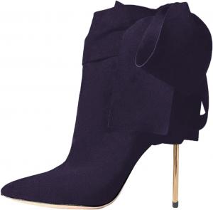 Женские ботильоны YDN с узлом, ремешком на щиколотке, бантиками, металлическим шпилькой, высокие каблуки, зауженный носок, для вечеринок, свиданий и выпускного, размеры US 4-16, Dark Purple