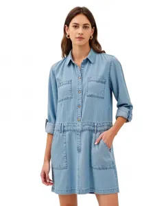 Женское джинсовое мини-платье с застежкой на пуговицы спереди и карманами Modenaire, синий