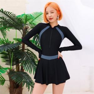 SBART SAILBEE гидрокостюм купальник женский с длинными рукавами костюм для серфинга цельный студенческий пляжный серый и черный платье S-XXXL