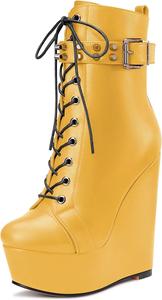 Женские ботильоны Castamere с высоким каблуком на платформе, округлым носком, короткие, на шнуровке и с молнией, Yellow