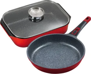 Сковорода и жаровня с крышкой King, красный