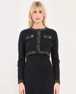 Женский короткий кардиган с блестками Lili Sidonio, черный