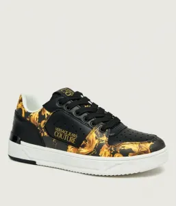 Кожаные кроссовки с подошвой, украшенной рисунком «звездное сияние» SJ14 Versace Jeans Couture, черный