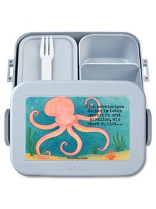 Mr. & Mrs. Panda Ланчбокс с изображением кальмара и надписью пастельно-голубого цвета