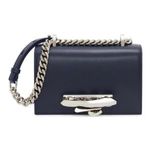 Alexander McQueen Женская сумка через плечо из коровьей кожи темно-синего цвета