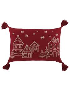 Чехол для подушки AIX CHERRY Red HOUSES с кисточками, 35x50 см  Chic Antique