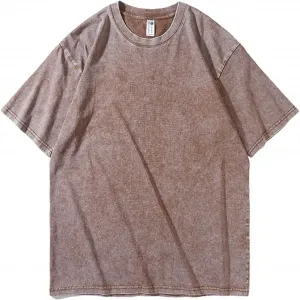 Мужская футболка Baggy с коротким рукавом, Casual, Loose Fit, Solid Color, Crew Neck, Lightweight