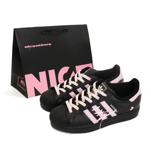 Adidas Originals Женские кроссовки SUPERSTAR Whisper Of Love Abrasion Resistant Low top Skateboard черный розовый