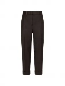 Брюки с манжетами, украшенные стразами Peserico, коричневый