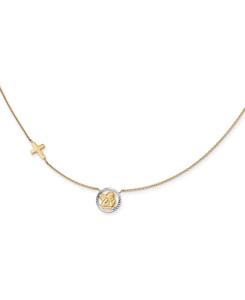 Колье Ангел и крест длиной 17 дюймов, украшенное бриллиантами, в оправе из 14-каратного золота и родия Macy's, Yellow Gold