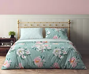 Постельное белье из хлопка 220x200 Flovery Flower Garden Turquoise FARO