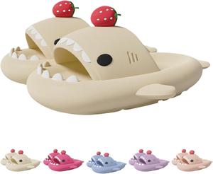 Водные туфли Strawberry Shark для мужчин и женщин - Нескользящие акваноски для пляжа, бассейна и душа - Быстросохнущие удобные слайдеры Generic, белый