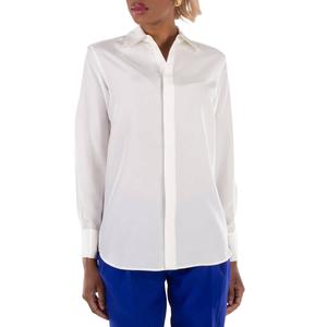 Burberry Длинный рукав Классический воротник Шелковая рубашка, Chalk