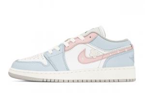 Баскетбольные кроссовки Air 1 для детей начальной школы Jordan, синий/розовый/белый