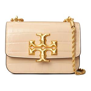 TORY BURCH Кожаная сумка-бокс Элеанор Маленькая квадратная сумка Сумка через плечо Компактная сумка-кроссбоди для женщин молочного цвета