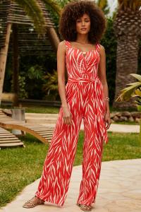 Комбинезон из джерси с широкими штанинами и принтом «зебра» Sosandar, розовый