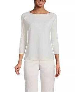 Женский топ Mariner Jersey Boatneck Lands' End, коричневый/бежевый