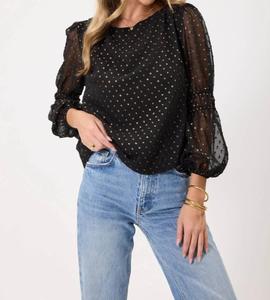 Фуллер топ с длинными рукавами в черном цвете Kylie Paige