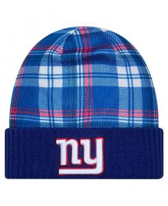 Мужская вязаная шапка Royal New York Giants Sideline Statement с манжетами New Era