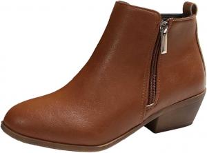 Женские ботильоны Классические низкие каблуки Ботинки до щиколотки Формальные Широкая полнота Короткие ботинки Повседневные Удобные Вестерн с молнией Generic, Brown