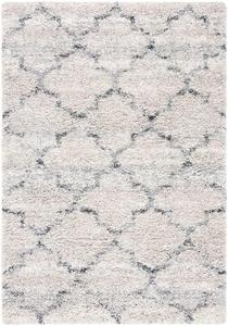 Ковер SAFAVIEH, 275 x 366 см, Fontana Shag Collection, Grey & Ivory, современный решетчатый дизайн, не линяет и прост в уходе, идеален для помещений с высокой проходимостью в гостиной, спальне (FNT888F)