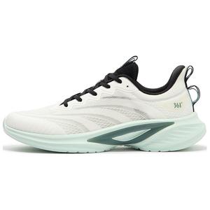 Амортизирующие низкие кроссовки для бега мужские бело-зеленые 361°