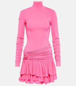 Присборенное мини-платье с цветочной аппликацией BLUMARINE, розовый