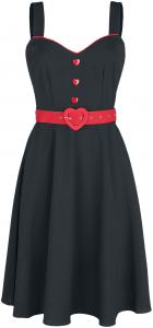 Платье средней длины Voodoo Vixen Queen Heart Button Flare Dress, черный/красный