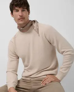Мужской джемпер из шерсти и кашемира с круглым вырезом Roberto Verino, бежевый