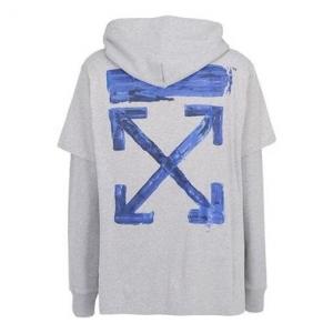 Толстовка back arrow printing drawstring gray Off-White, серый