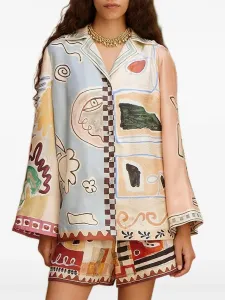 Шелковая рубашка Michelle Alemais, бежевый